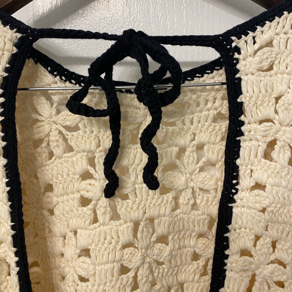 Free People Rue Crochet Tunic Ivory Floral Pattern Boho Beachy Size Medium - Picture 10 of 13